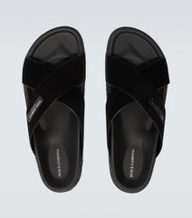Logo suede sandals