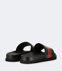 Striped Web slide sandals
