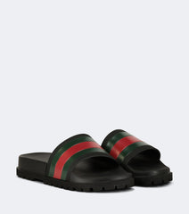 Striped Web slide sandals
