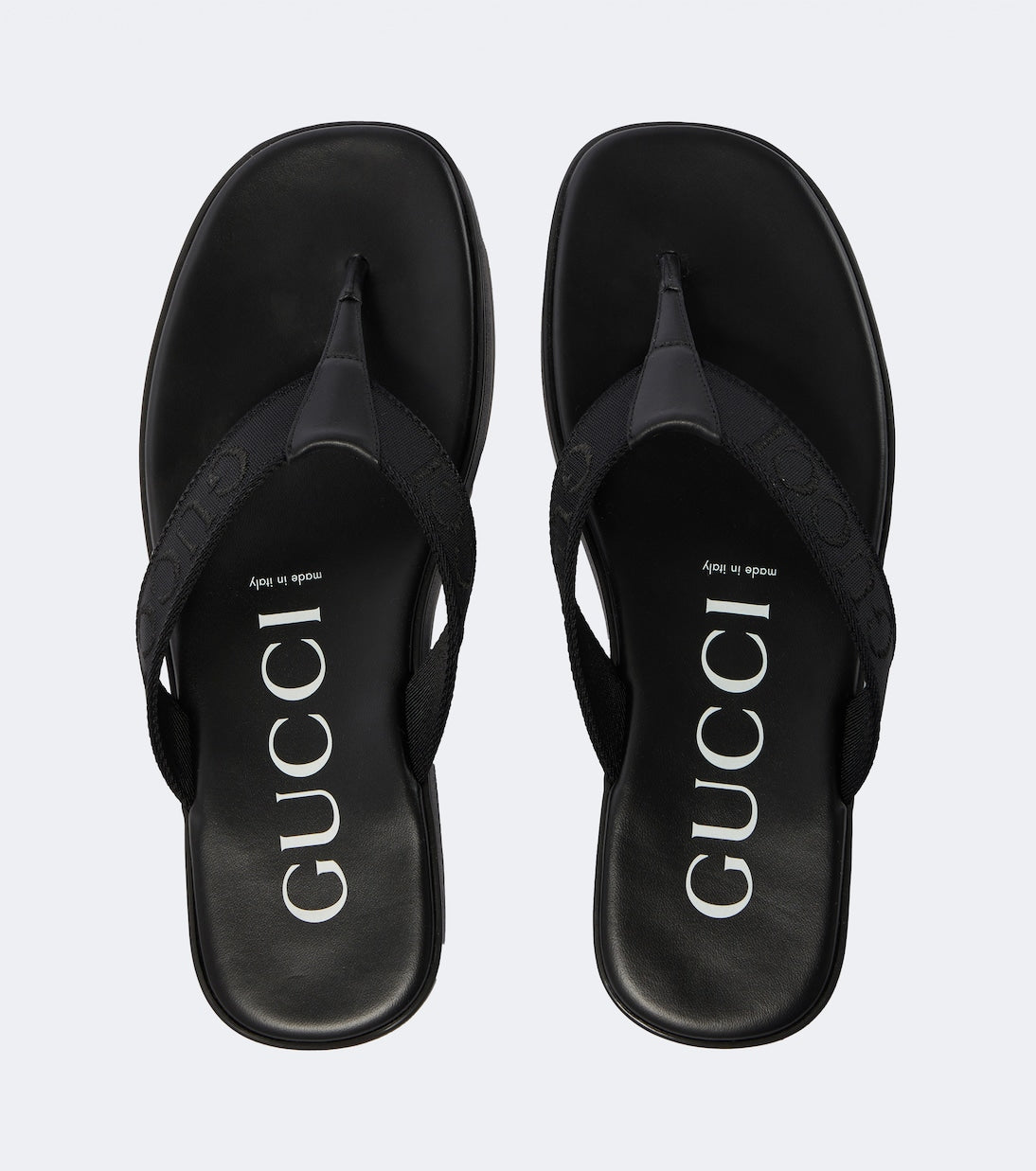 Logo canvas and leather thong sandals
