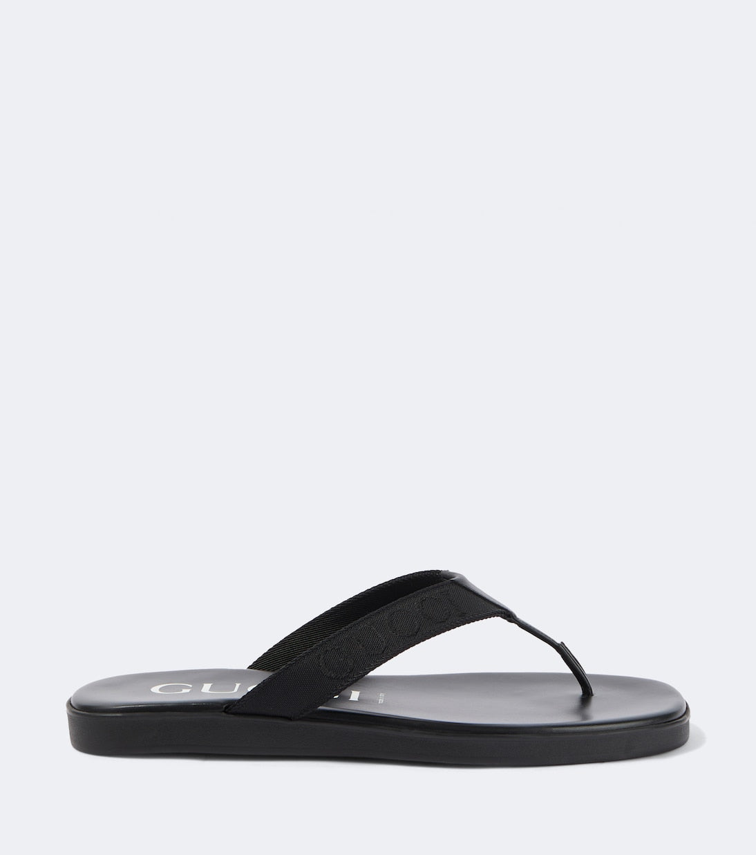 Logo canvas and leather thong sandals