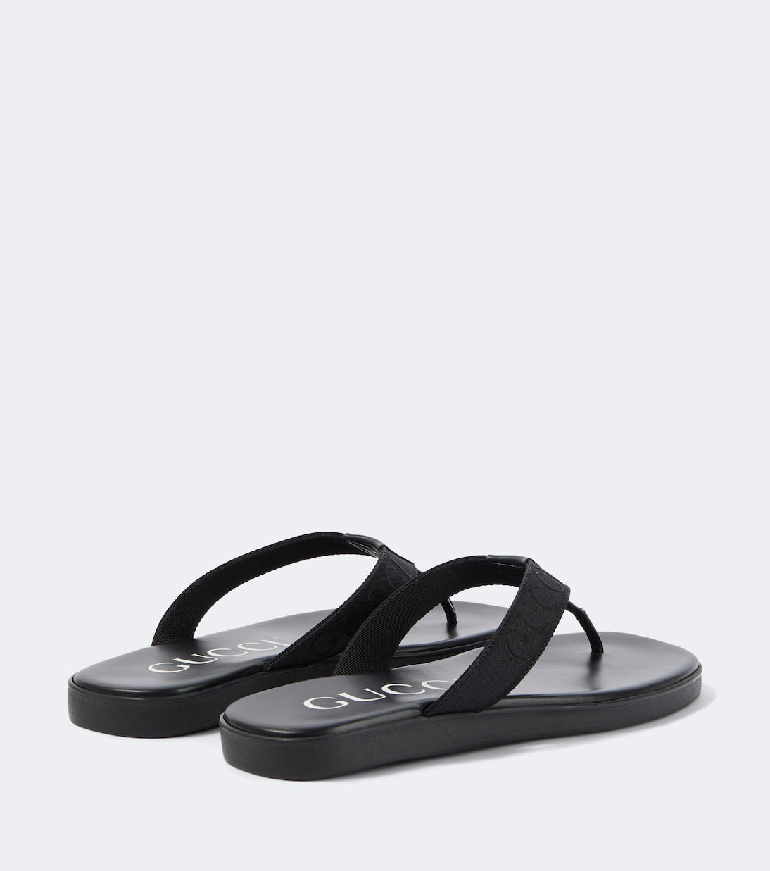 Logo canvas and leather thong sandals