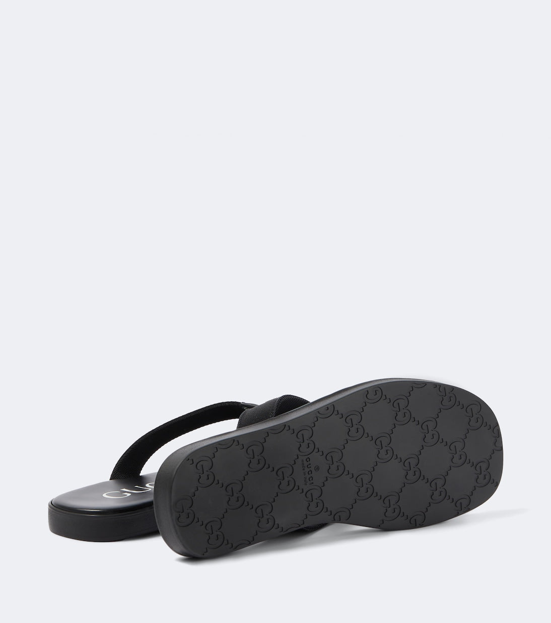Logo canvas and leather thong sandals